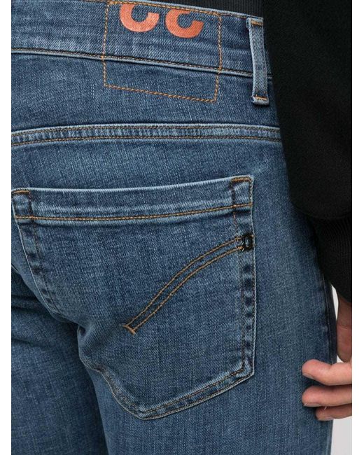 Dondup Blue Low-Rise Cropped Jeans for men