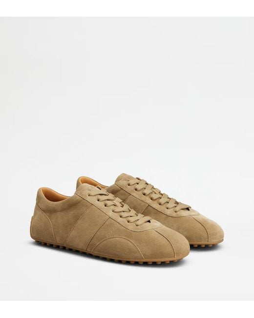 Tod's Brown T Marathon Suede Low-Top Sneakers for men