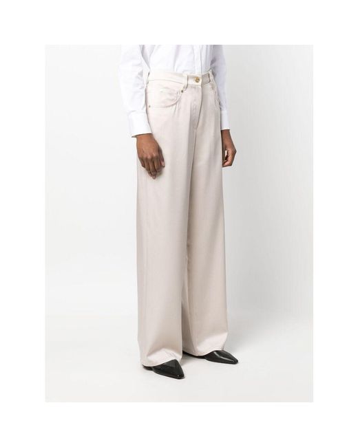 Brunello Cucinelli White High-Waisted Wide-Leg Trousers