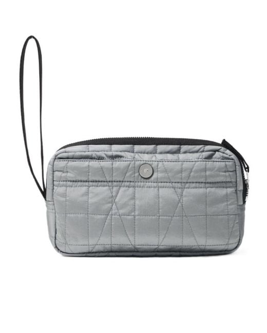 Stone Island Gray Logo Patch Zipped Wrist Pouch for men