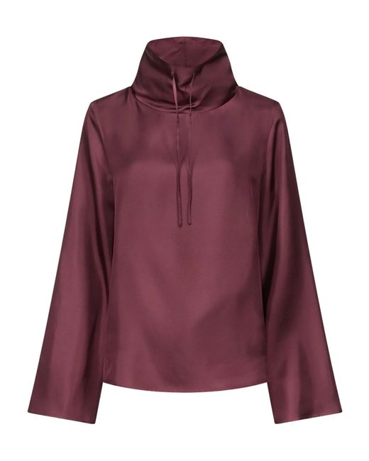 Loulou de Saison Purple Drawstring-Neck Wide-Sleeve Top