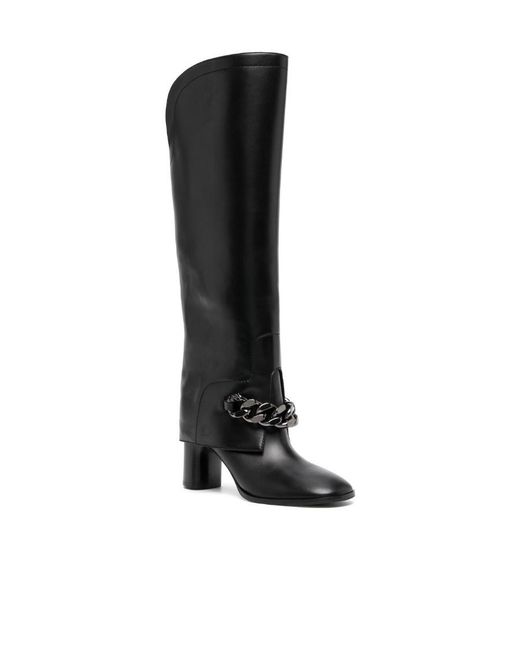 Casadei Black Varenne 100Mm Chain-Link Trim Boots