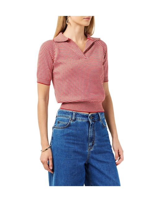 Weekend by Maxmara Red Horizontal Striped Knit Top