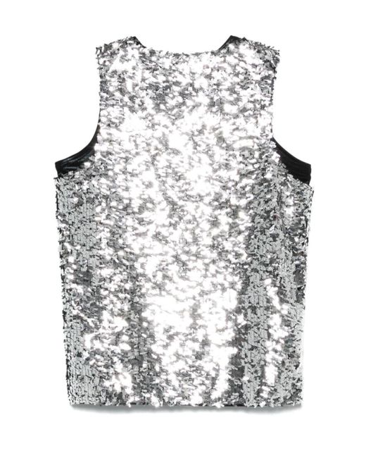 Junya Watanabe Gray Sequin-Embellished Sleeveless Top