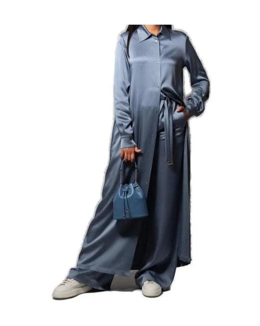 Herno Blue Resort Button Detailed Belted Shirt Dress