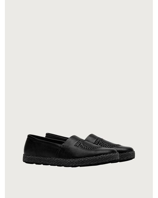 Ferragamo Black Logo Flats for men