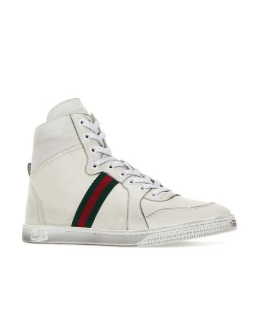 Gucci White Stretch High-Top Trainers