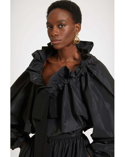 Patou Blue Ruffled Long Sleeve Top