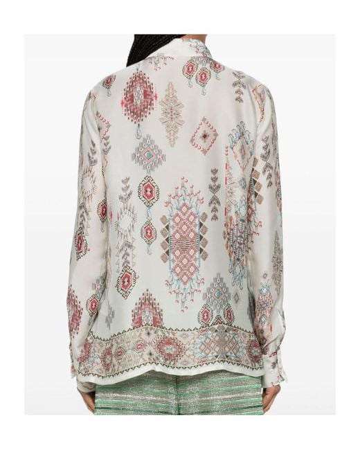 Ermanno Scervino White Geometric-Printed Long Sleeved Shirt