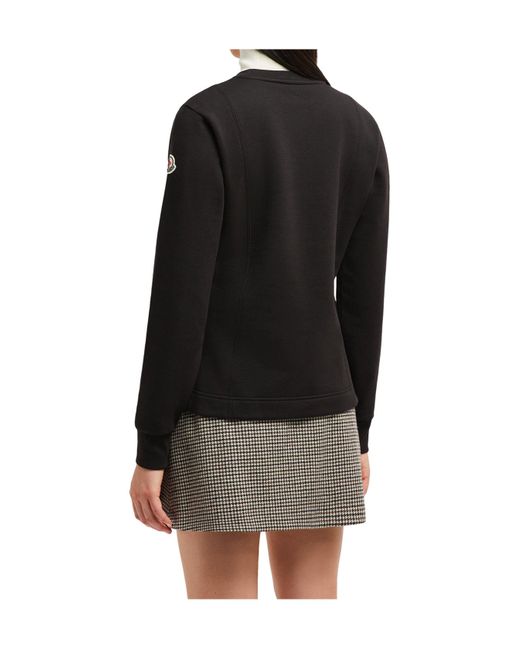 Moncler Black Logo Patch Crew Neck Sweatshirt