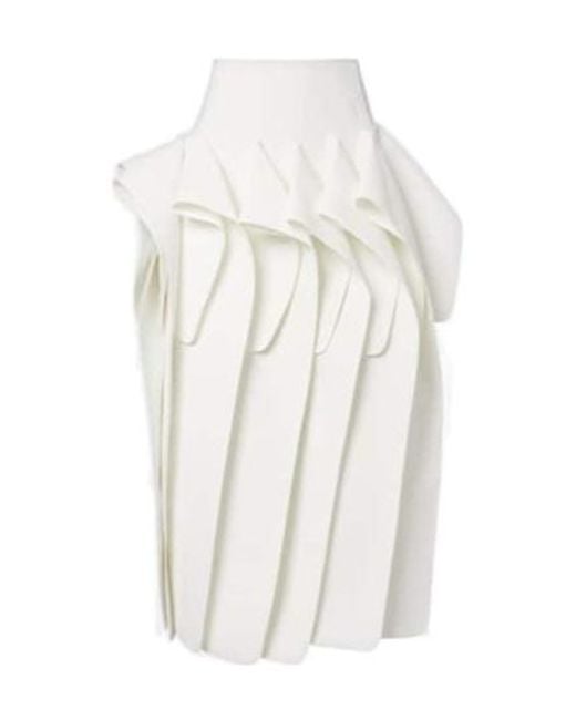 Maticevski White Streaming Draped Midi Skirt