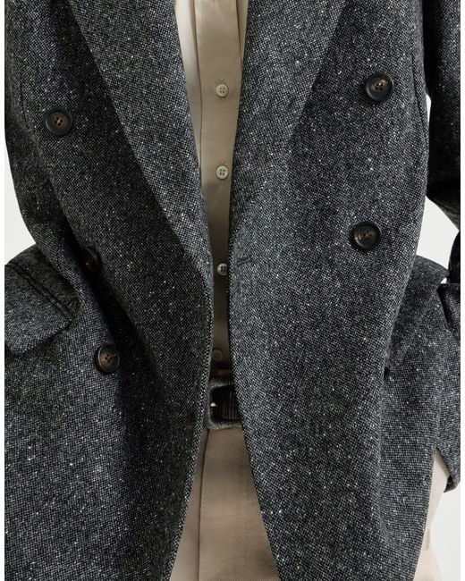 Brunello Cucinelli Gray Double-Breasted Blazer