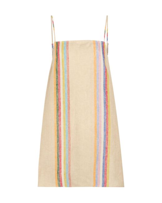 Staud Natural Striped Linen Mini Dress