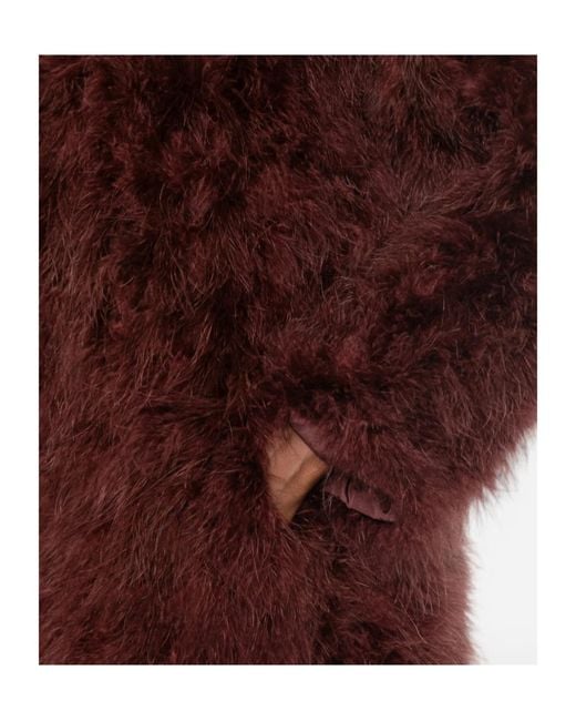 Yves Salomon Purple Feather-Embellished Jacket