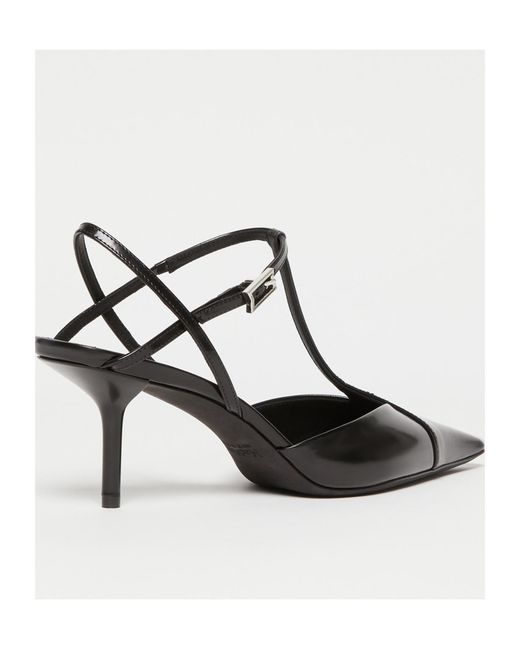 Max Mara Black Buffed Leather Slingbacks