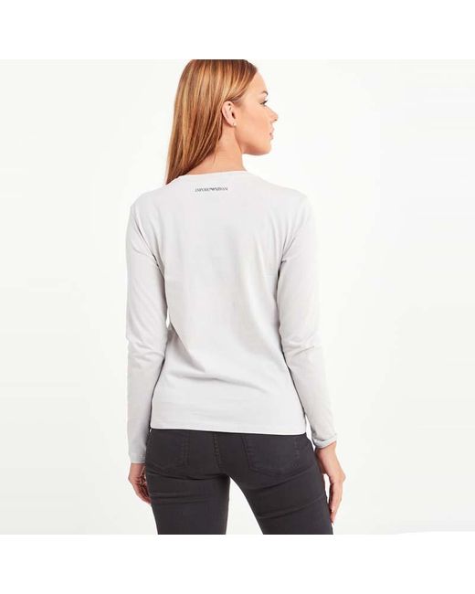 Emporio Armani White Logo Long-Sleeved T-Shirt