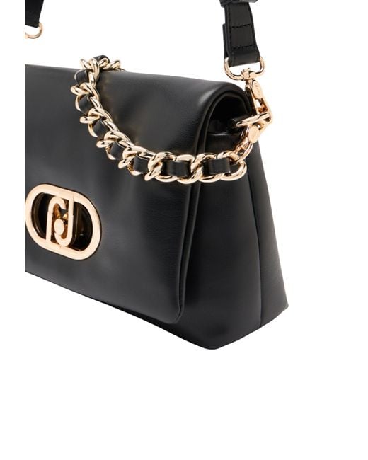 Liu Jo Black Lapuffy Medium Chain Strap Logo Shoulder Bag