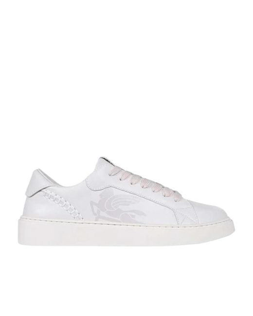 Etro White Leather Low-Top Sneakers for men