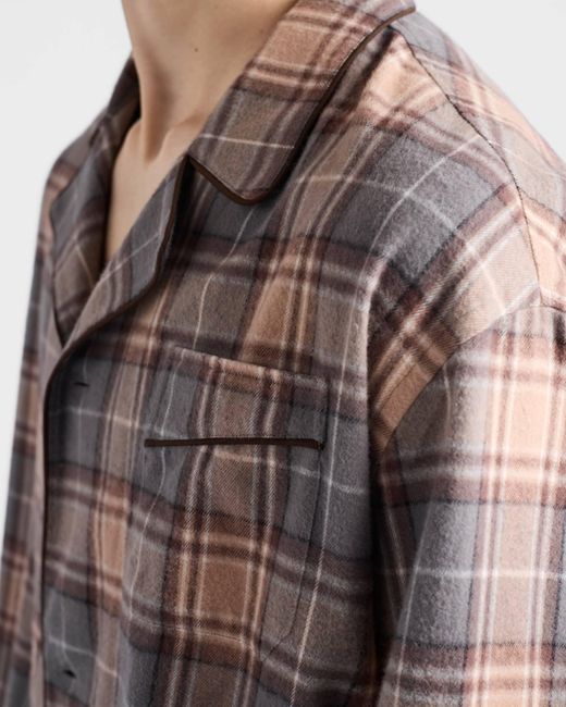 Prada Brown Checked Cotton Shirt for men