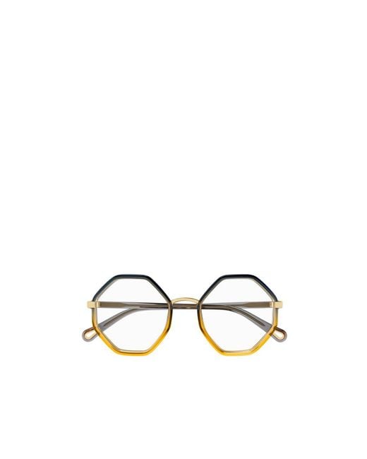 Chloé White Chloé Eyewear Hexagonal-Frame Glasses