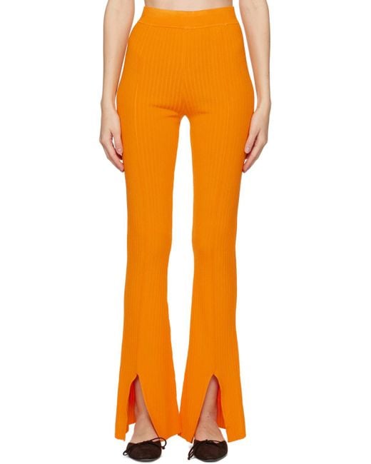 Nanushka Orange Slit Cuff Ribbed Trousers