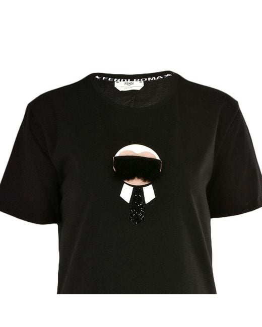 Fendi Black Lafayette Series Round Collar T-Shirt