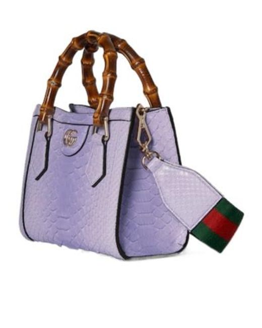Gucci Purple Diana Small Python Tote Bag