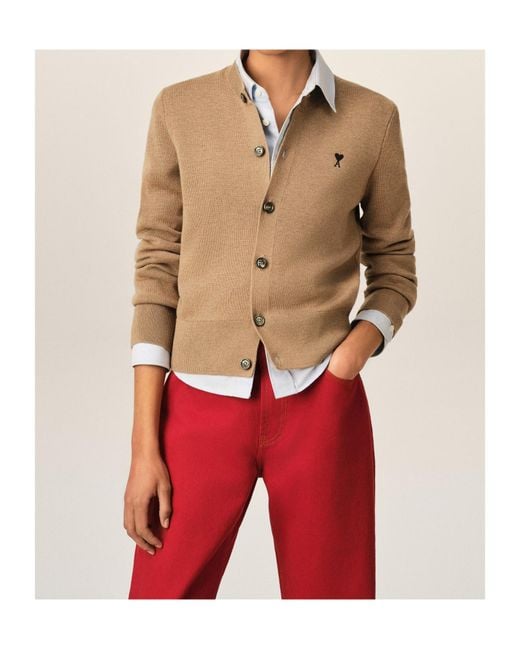AMI Natural Ami De Coeur Crewneck Cardigan