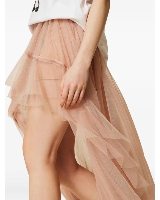 Twinset Pink X Myfo Asymmetric Tulle Skirt