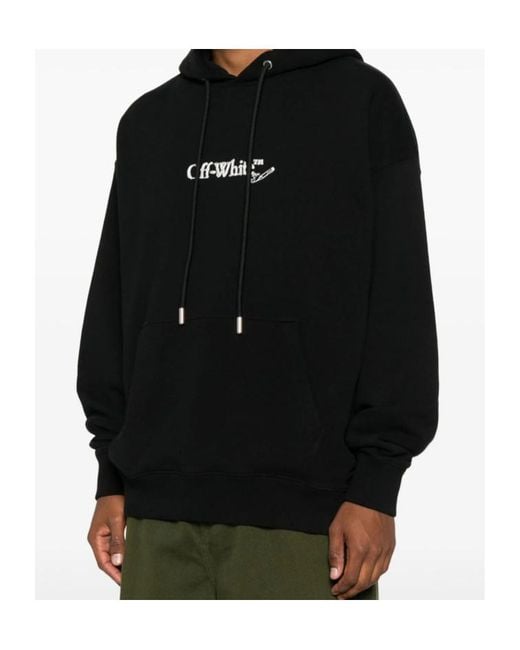 Off-White c/o Virgil Abloh Black Logo-Embroidered Drawstring Hoodie for men