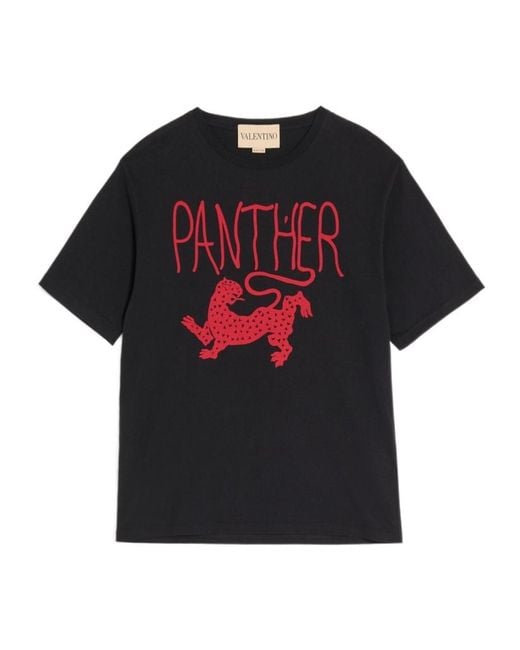 Valentino Black Animal Printed Crewneck T-Shirt