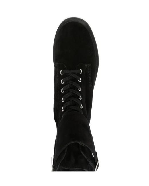 Gianvito Rossi Black Buckled Lace-Up Boots