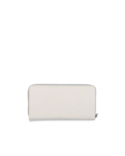 Maison Margiela White Four-Stitch Zip-Around Wallet