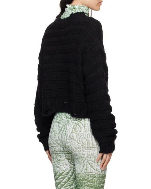 MM6 by Maison Margiela Black Numbers-Patch Distressed Jumper