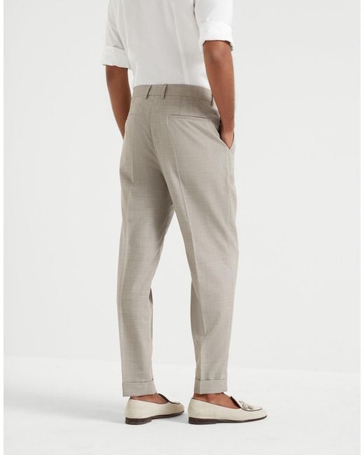 Brunello Cucinelli Gray Pleat-Detail Tailored Trousers for men