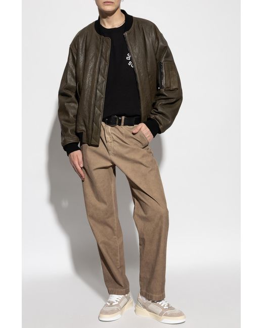 Dolce & Gabbana Green Logo Patch Zipped Bomber Jacket for men