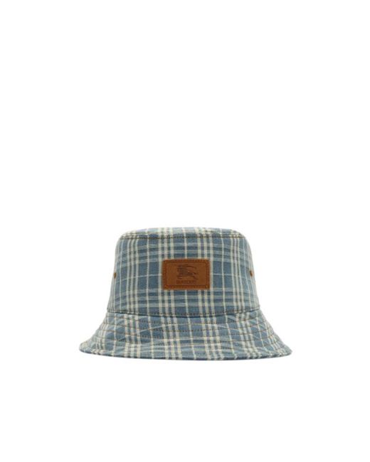 Burberry Blue Check Denim Bucket Hat