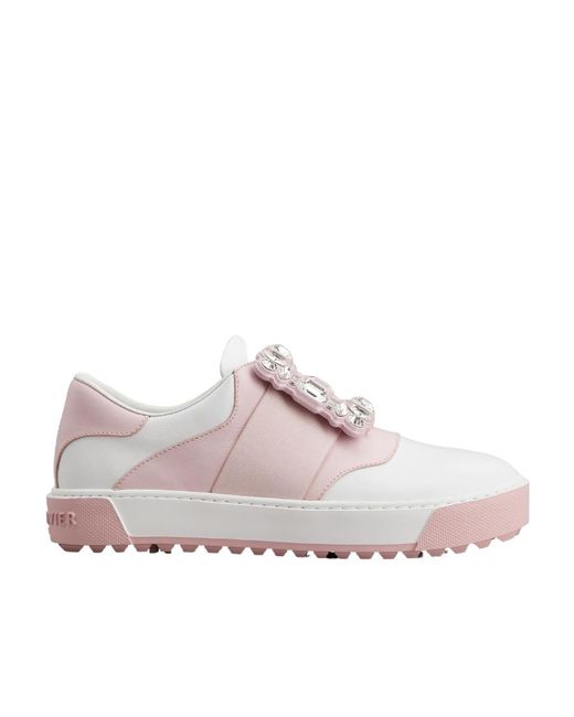 Roger Vivier Pink Viv' Golf Rhinestone Buckle Sneakers