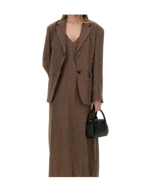 Alysi Brown Mini Stripe Blazer Jacket