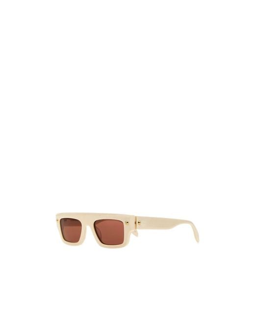 McQueen White Eyewear Rectangular-Frame Sunglasses