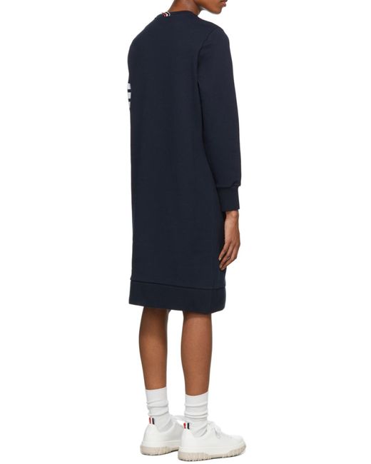 Thom Browne Blue 4-Bar Long-Sleeved Sweatshirt Dress