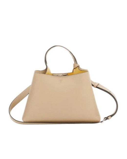 Tod's Natural Logo Printed Small Tote Bag