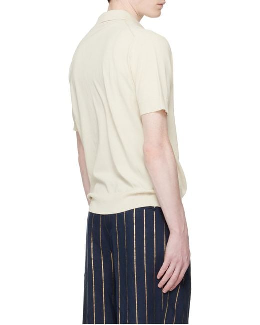 Vivienne Westwood White Button-Front Knit Polo Shirt for men