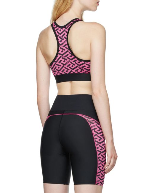 Versace Black La Greca Logo-Print Sports Bra