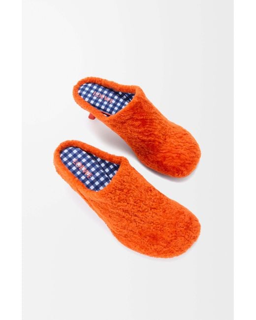 Loewe Orange Mules Dive En Peau Lainée