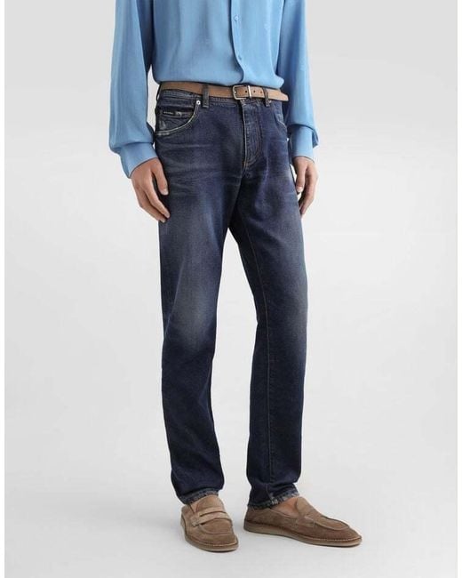 Dolce & Gabbana Blue Logo Patch Jeans for men