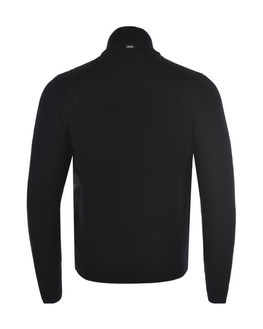 Herno Black High Knitted Collar Cardigan for men