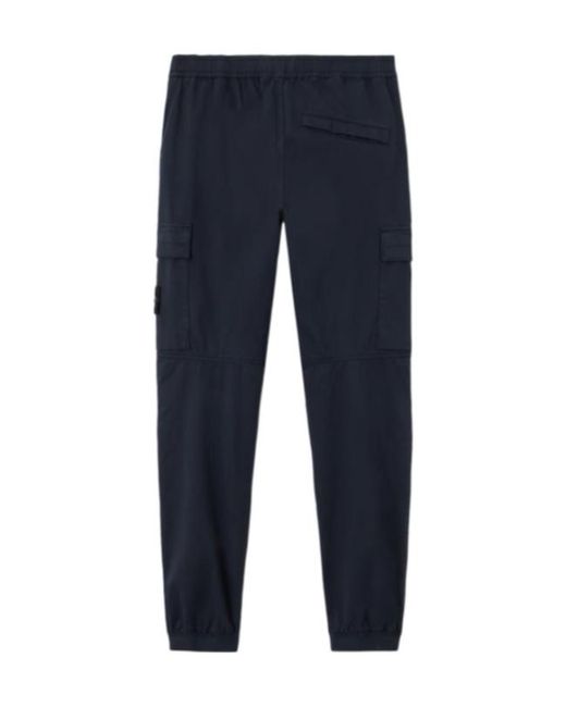 Stone Island Blue Compass Patch Cargo Trousers for men