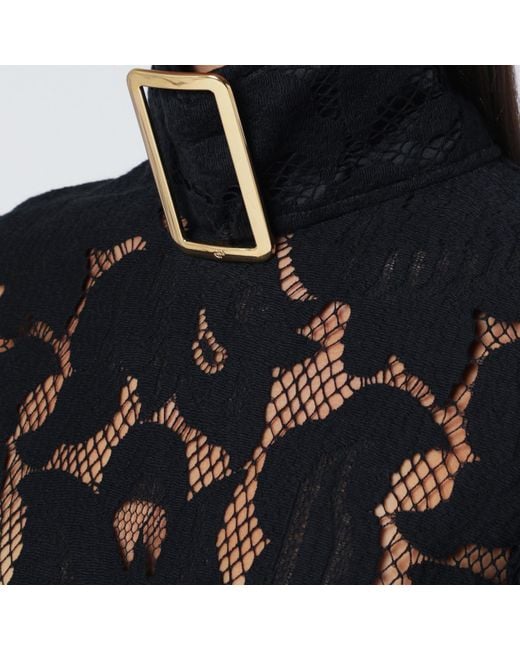Patou Black Lace Buckle Mini Dress