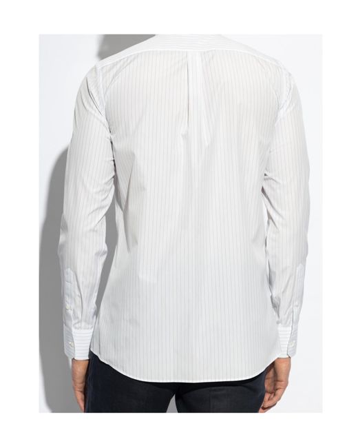 Dolce & Gabbana White Striped Pattern Shirt for men
